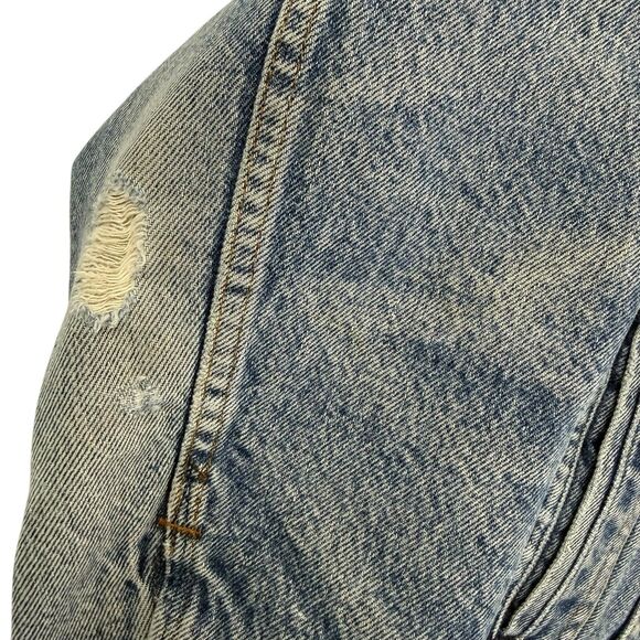 Vintage 80s Levis Sherpa Lined Denim Trucker Jacket Men 40R USA Jean Patches - Picture 6 of 16